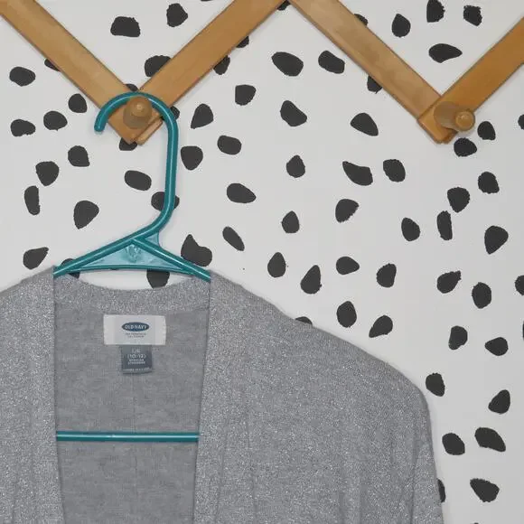 Old Navy Silver Metallic Open Front Girls Cardigan - Picture 2 of 6